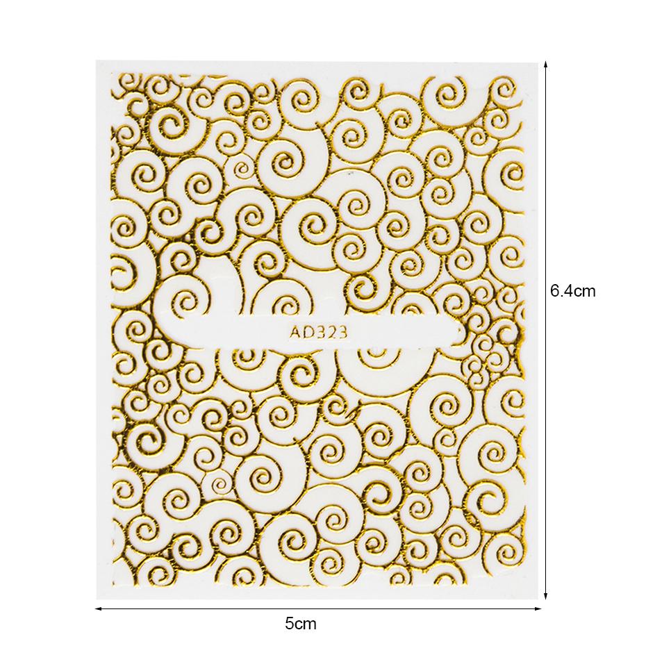 20pcs 3D Beauty Nail Sticker Sets Golden Flower Bronzing DIY Adhesive Tips Transfer Art Hollow Foils