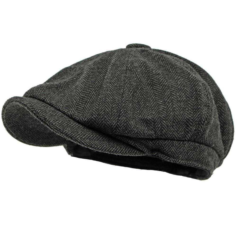 HT4834 Berets for Men Women Vintage Striped Wool Beret Hat Male Female Octagonal Beret Cap Adjustable Spring Autumn Ivy Flat Cap