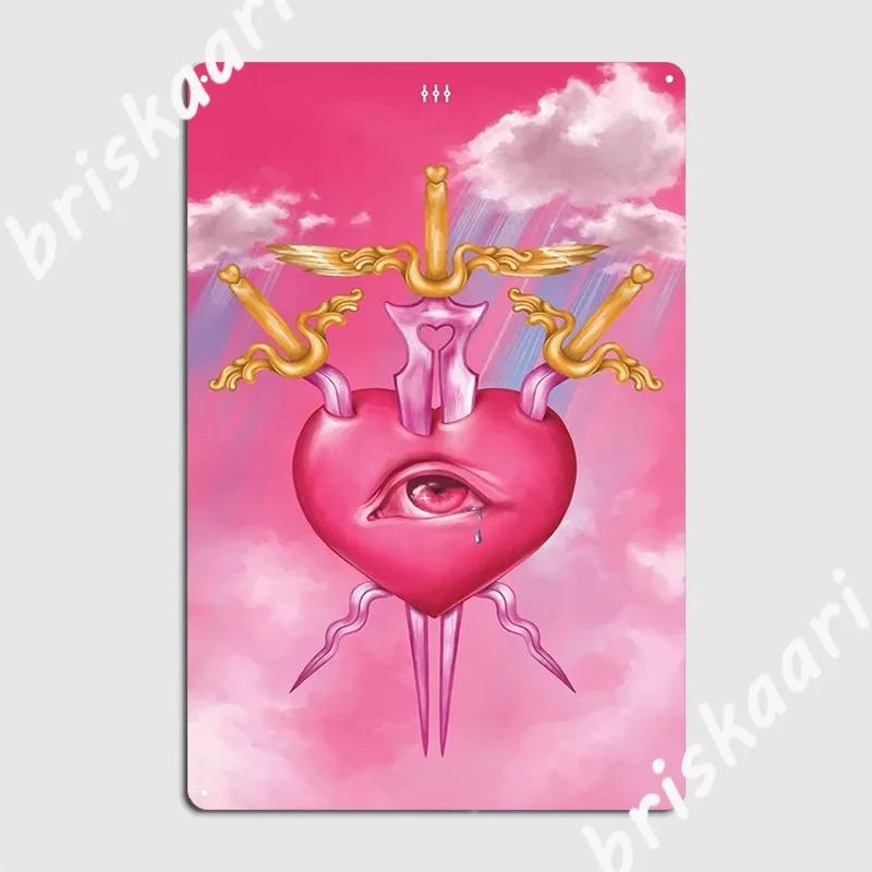 Indie Pink Heart Metal Sign Vintage Plaques Cave Pub Wall Cave Tin Sign Posters 20X30CM