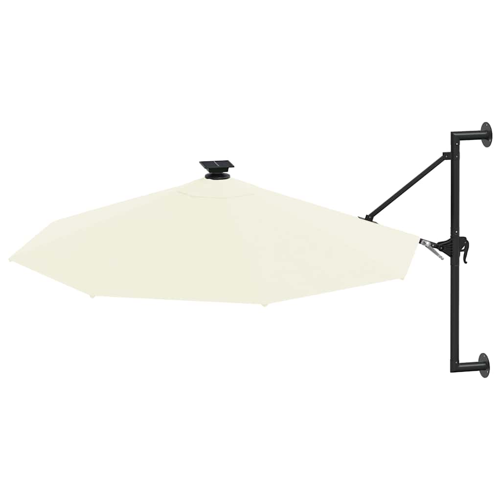 Wall Mounted Parasol with LEDs 300 cm Sand White