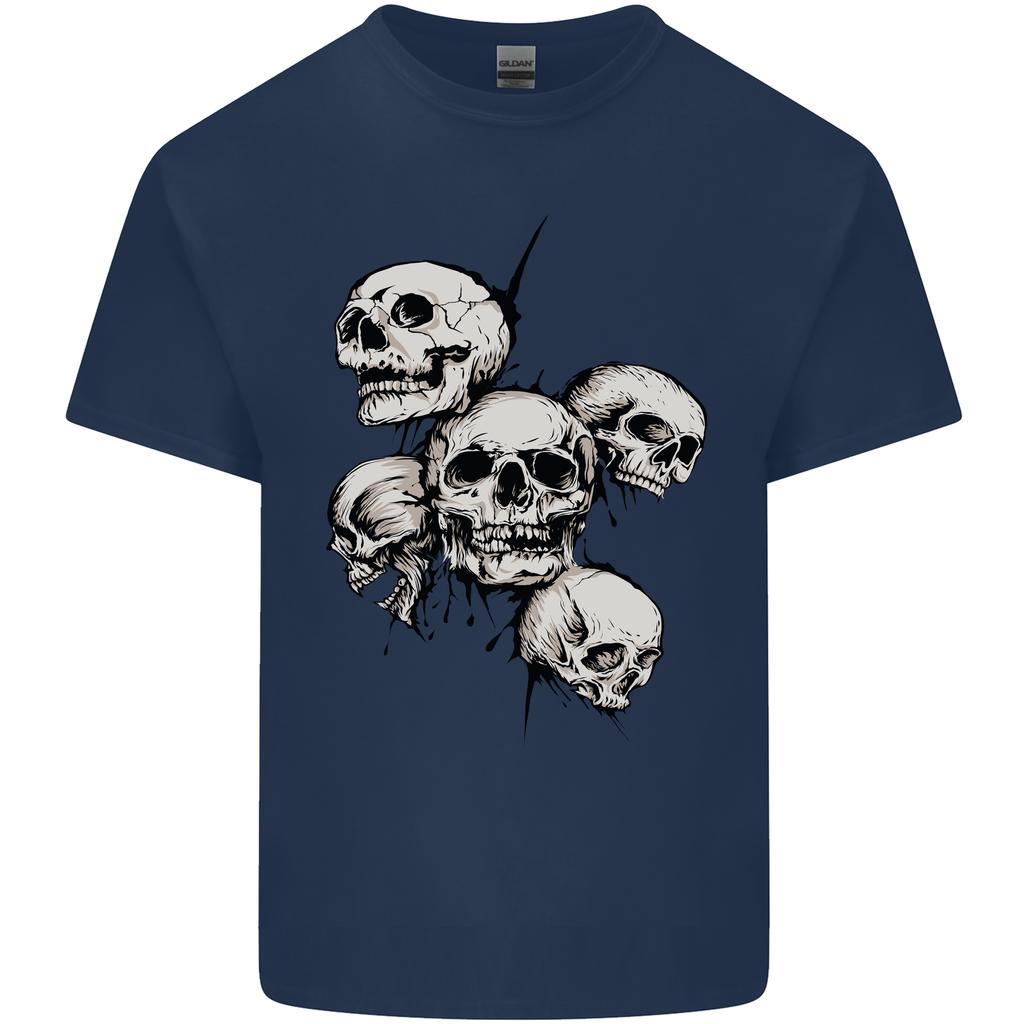 5 Skulls Demons Biker Gothic Heavy Metal Unisexs Light Cotton TShirt