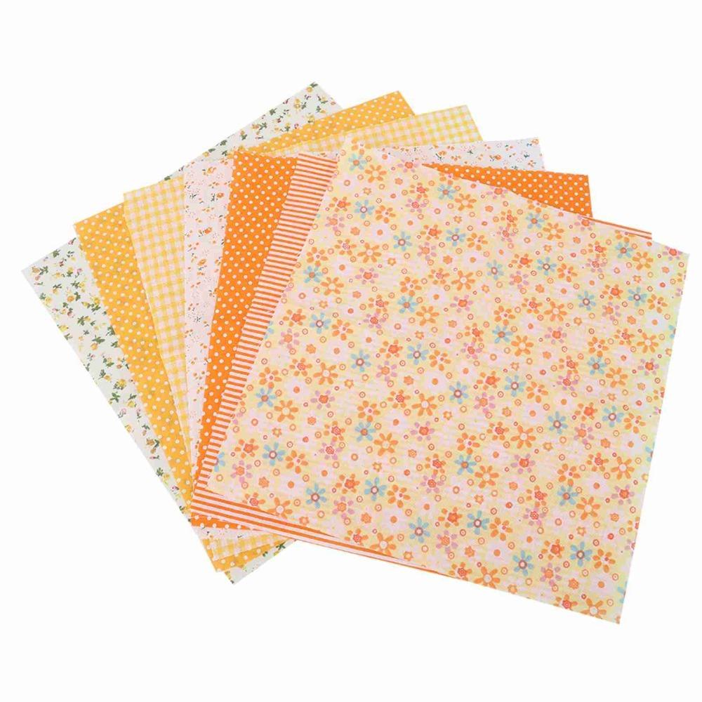 7Pcs Orange floral print Cotton Fabric Pure cotton material Patchwork Cloth Handmade quilt craft S