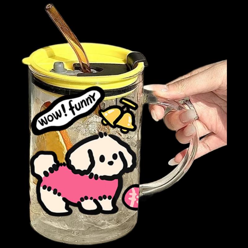 Shangqi High-Temperature Glass Straw Cup with Handle