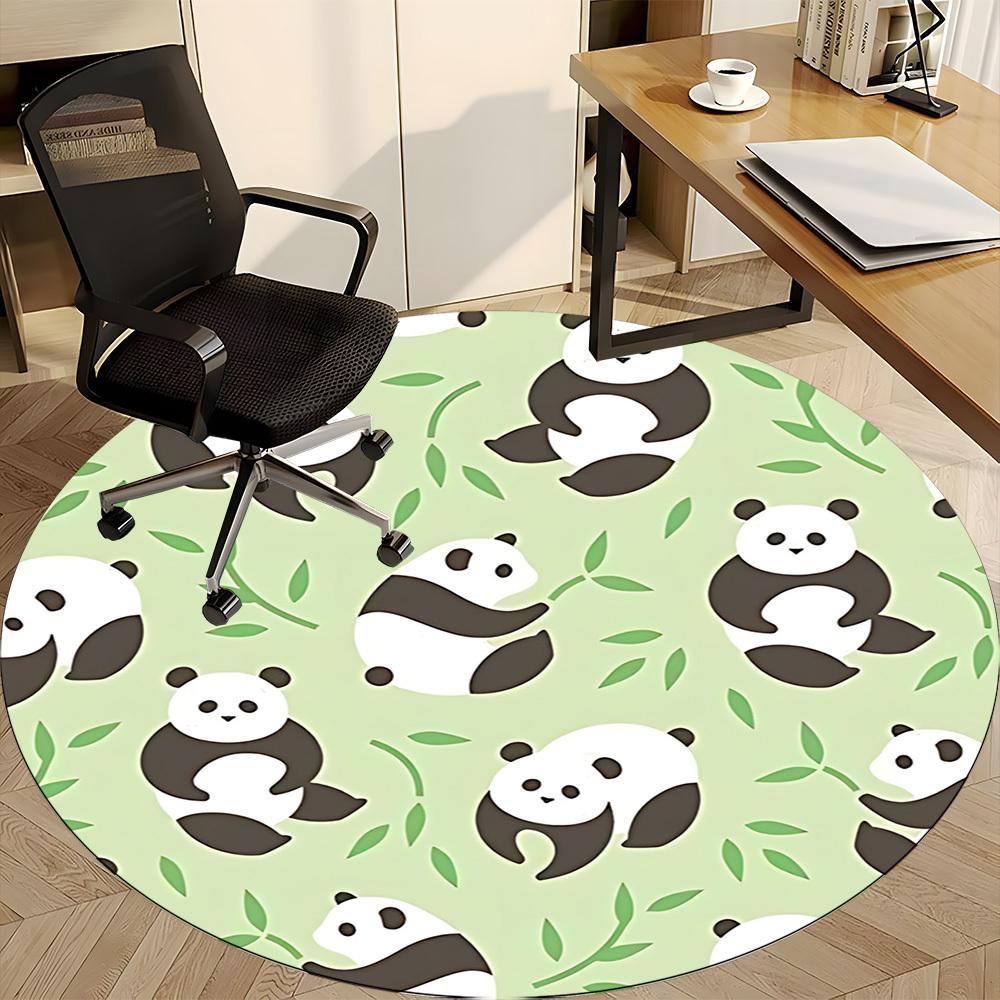 1pc Panda Bamboo Office Round Area Rug, Indoor Mat Suitable For Office, Under Office Chairs Bedroom Living Room Home Decor, Room Deco