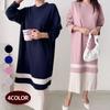 From Heart Women Pleated Hemline Color Block Long Dress 4 Colors