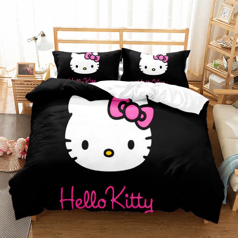 Kids' Three-piece Bedding Set - Cartoon 3d Digital Print Duvet Cover and Pillowcase Set