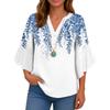 Summer Tops For Women Cute V Neck 3/4 Sleeve Blouses  Print Top Casual Shirts