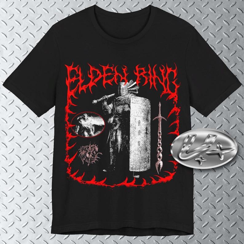 Elden R. kids T-Shirt, Deathmetal Shirt, Gaming Tee, Brutalism kids T-Shirt, NuMetal, Y2k, Goth Shirt, Medieval, Dark Fantasy 160