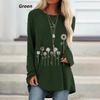 Summer Plus Size Women Tunic Casual Loose Cotton T Shirt Long Sleeves Round Neck Floral Printed Fashion Top