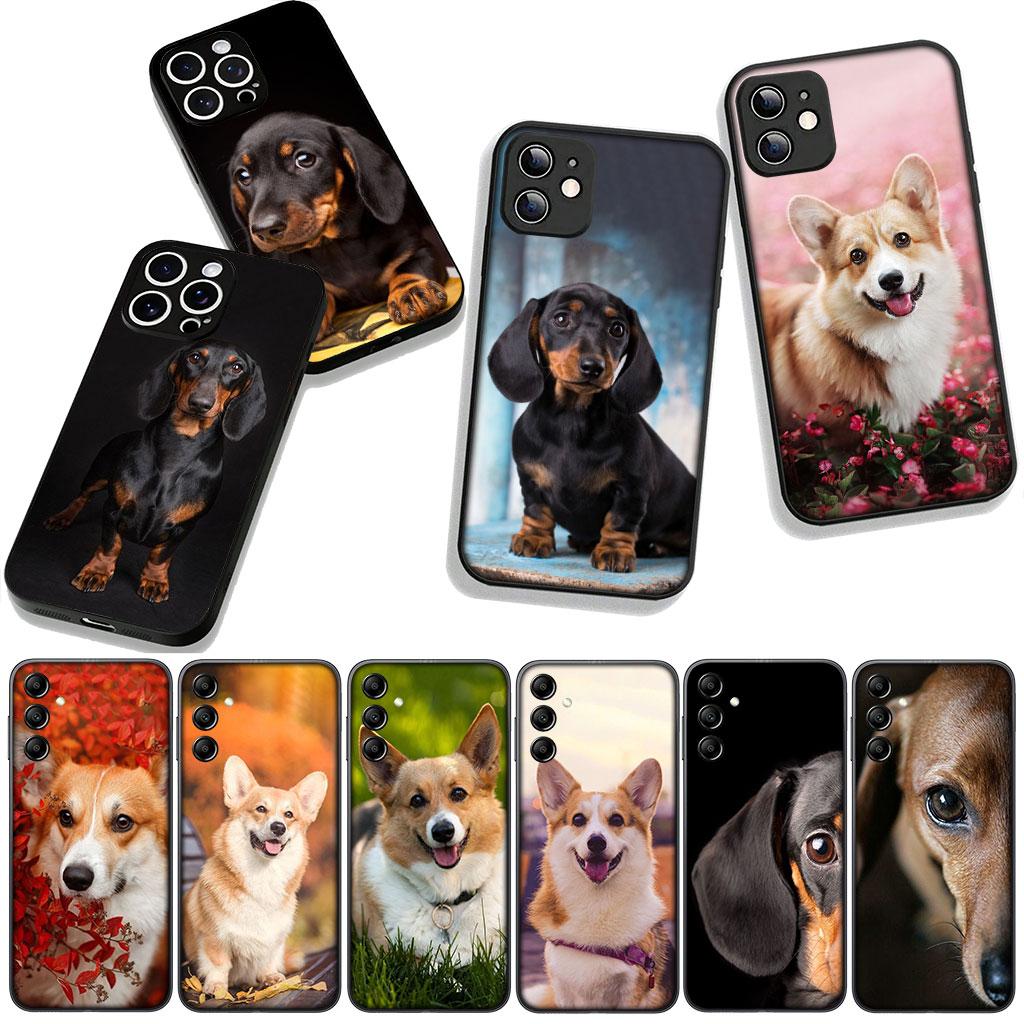 Corgi Dachshund Dog Phone Cover for Samsung Galaxy S25 S24 S22 S23 FE Ultra Plus A56 A05 A06 A15 A16 A55 S7 Edge Case