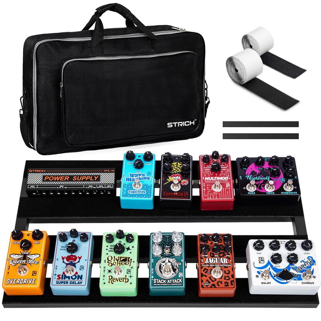 STRICH Guitar Pedal 56 X 32cm Aluminum with Carry Lightweight Effects Guitar Pedal Standard 22 Board, Alloy, Bag, 1.21kg Board, (Angled)