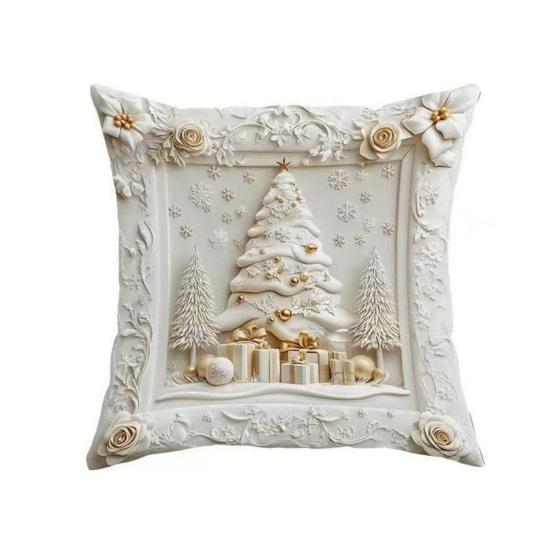 1/4Pcs 45x45CM Christmas Linen Throw Pillow Cover Santa Claus Snowman Reindeer Xmas Tree Pillow Case Living Room Bedroom Sofa Bed Square Cushion Cover