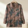Floral Lapel Button-Up Loose Top for Middle-Aged and Elderly Women