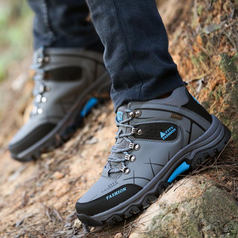 Men's Hiking Boots Waterproof Outdoor Sports Shoes Leather Sneakers Male Plus Size 39-47