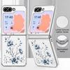 Little Floral Pattern Case For Samsung Galaxy Z FlIP 7 FE 6 5 Z Flip7 Flip6 Flip5 Luxury Plating PC+PU Leather Hybrid Folding Phone Cover