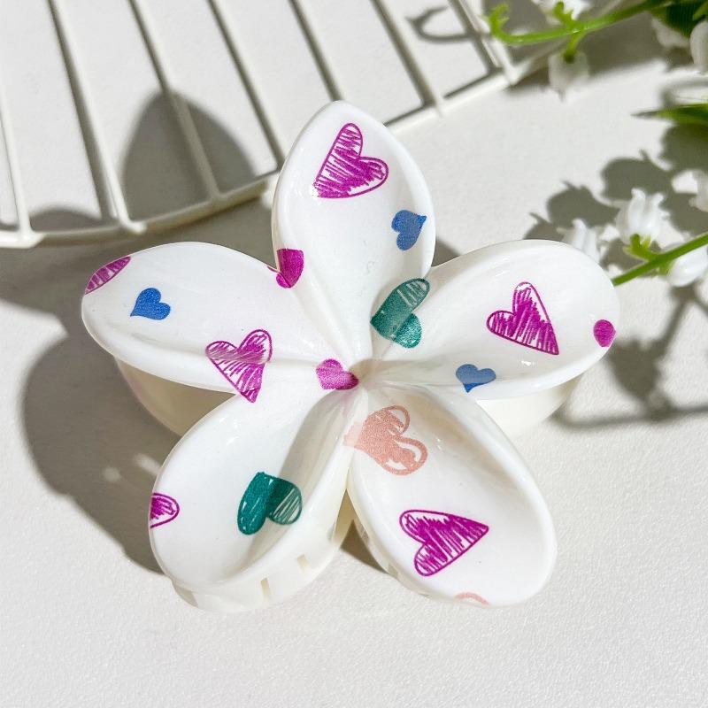 Printed Clips, Egg Flower Fresh and Light Hair Clips Back of The Head Updo Shark Clips
