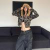 Sweat-shirts à capuche zippés Streetwear 2KWEIRD Camouflage Brodé Paillettes Y2K Vêtements Femme Hip Hop Rétro Harajuku Gothique Punk Crop Sweat-shirt