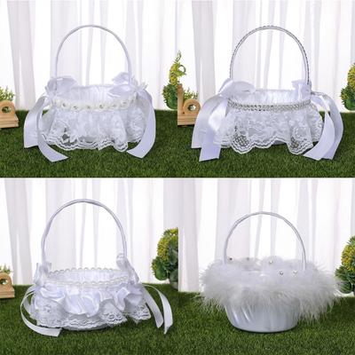 2pcs Vintage For Bridesmaid Wedding Supply Flower Basket Bridal Shower Flower Girl Baskets Rustic Wedding Ceremony