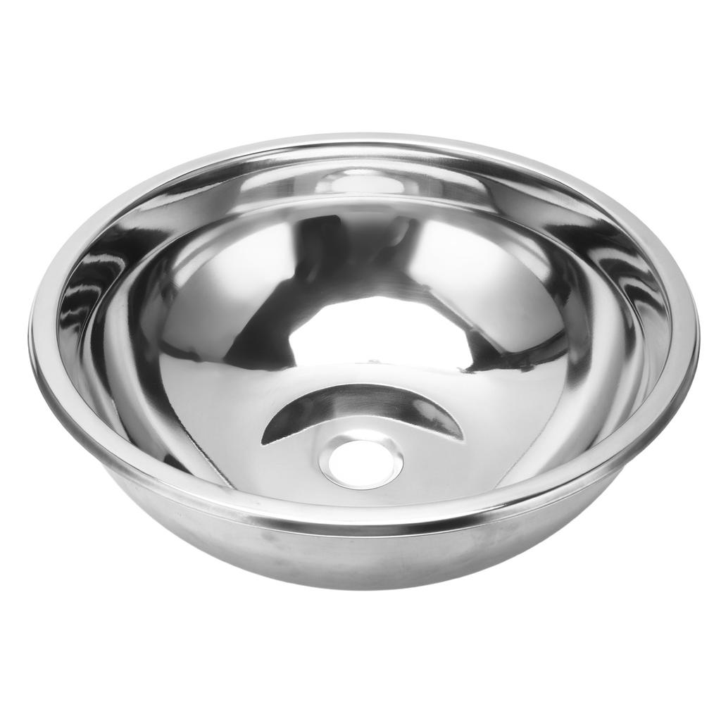 Zlewozmywak okrągły o średnicy 360 mm ze stali nierdzewnej z wykończeniem szczotkowanym, zlewozmywak do kampera z podkładką dźwiękochłonną fo