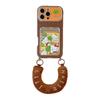 Yuzu Leaf Cat iPhone Holder Case - Brown Base, Large Window, for iPhone 17 Pro Max, 16, 15, 14