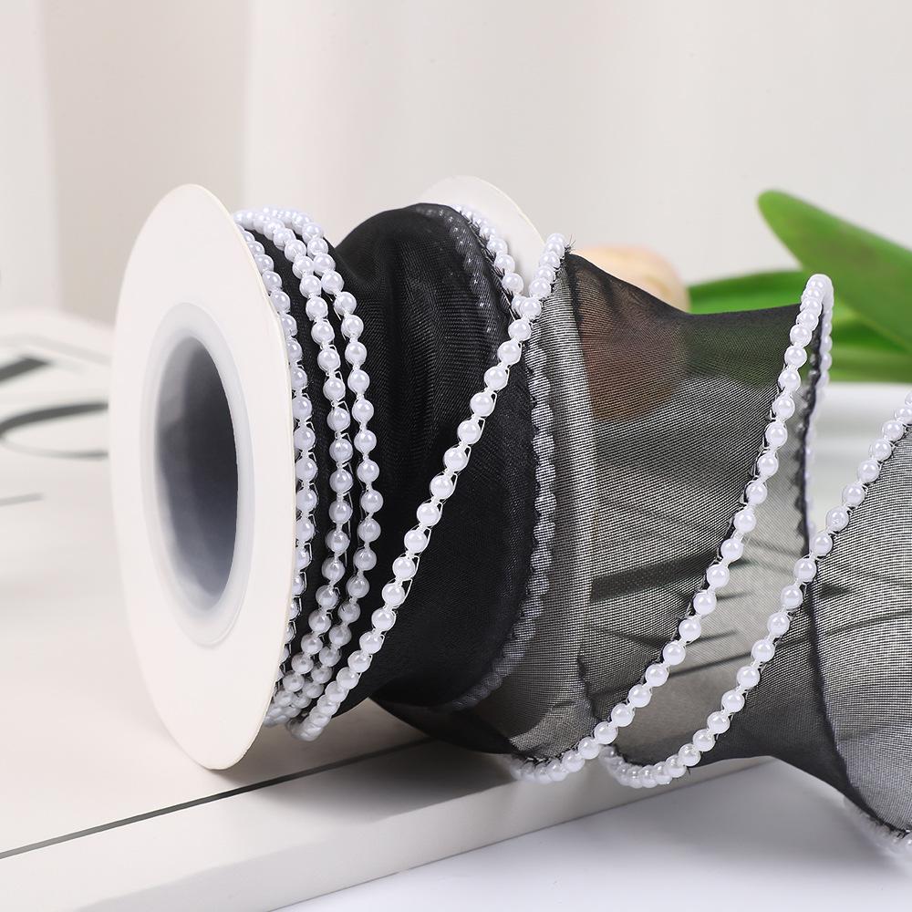 4cm Pearl Fishtail Silk Ribbon for Bouquet & Cake Decoration