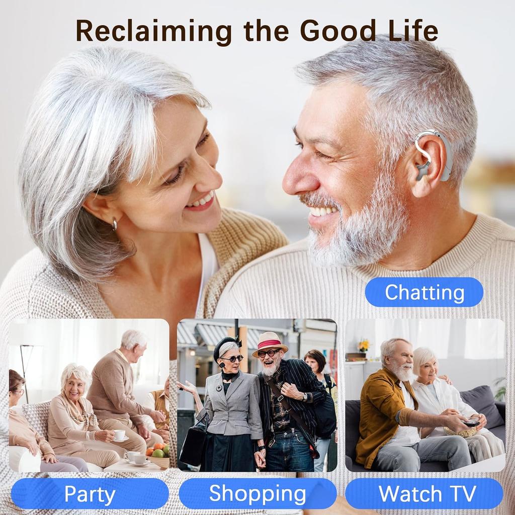 Hearing Aids for Seniors, Hearing Aids Rechargeable with Noise Cancelling and Volume Control, Hearing Amplifier for Adults Hearing Loss, Portable