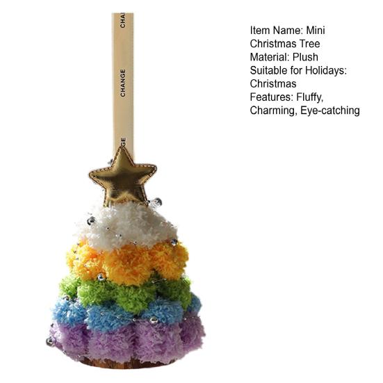 Plush Christmas Tree Ornament Mini Fluffy Christmas Tree Pendant with Star Treetop Multicolored Xmas Tree Shaped Hanging Crafts for Home Party Decor