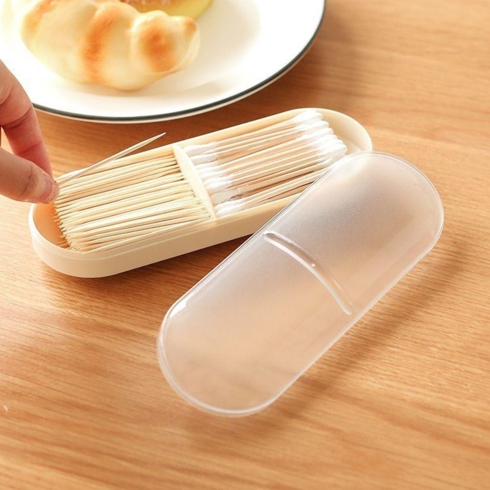 2Pcs 2 Grids Cotton Swab Storage Box Plastic Lightweight Cotton Pad Storage Box with Lid Dust-proof Jewelry Box Travel