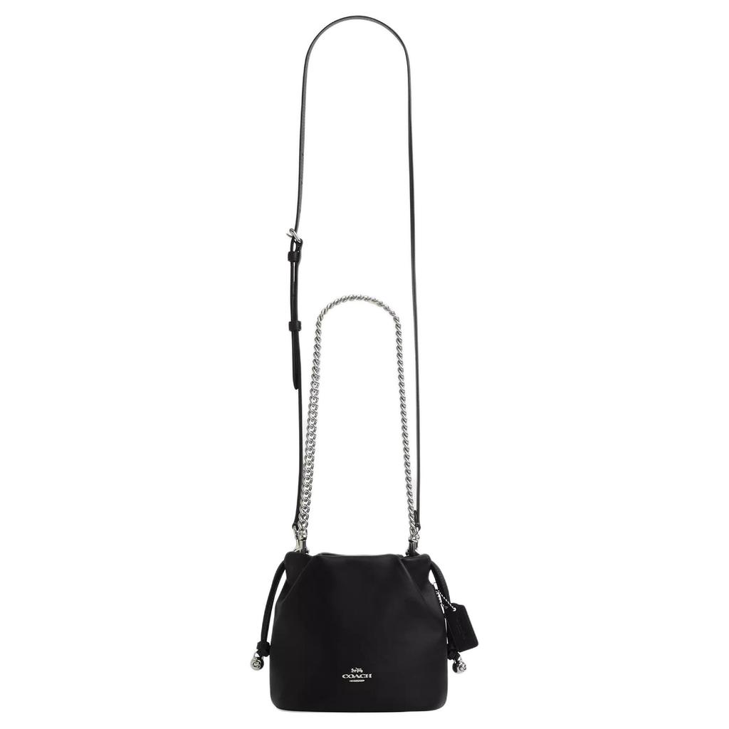 Coach Faye 18 Silver Logo Bucket Bag Mini Women Bags Black CDB67-SVBK