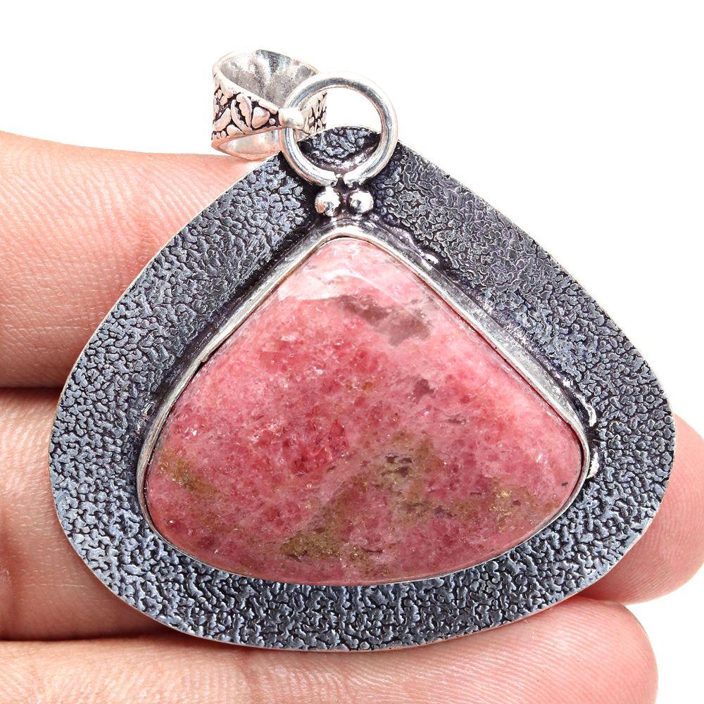 Přívěsek Rodonit Drahokam Ručně vyrobený Dárek ke Dni matek Stříbrné šperky 2"