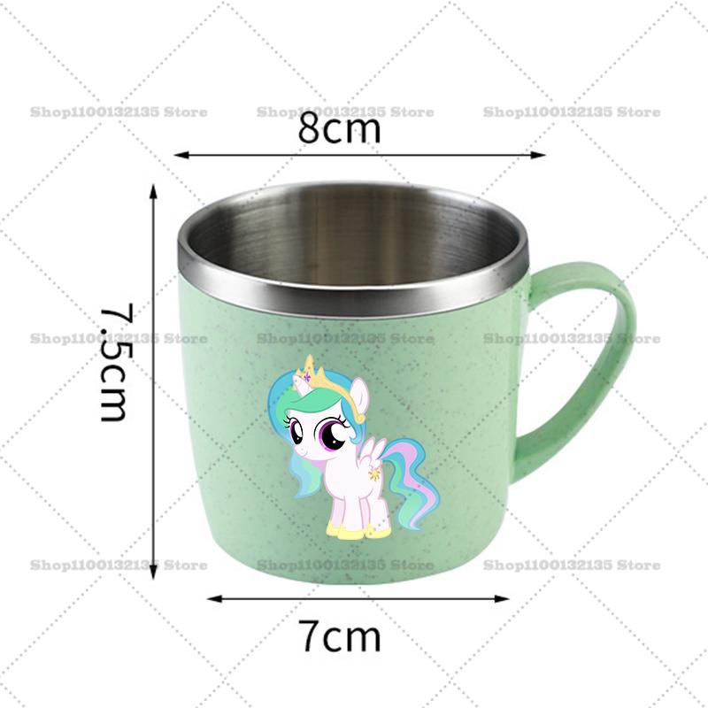 My Little Pony Water Bottle Kawaii Stainless Steel Cups Handle Coffee Milk Mug Tea Drink Home Office Gift Women for Kid Friendly Entertaining Fun Play