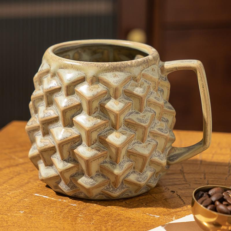 

Hammer cup ceramic retro kiln coffee cup home restaurant office Japanese simple coarse pottery mug 401-500ml