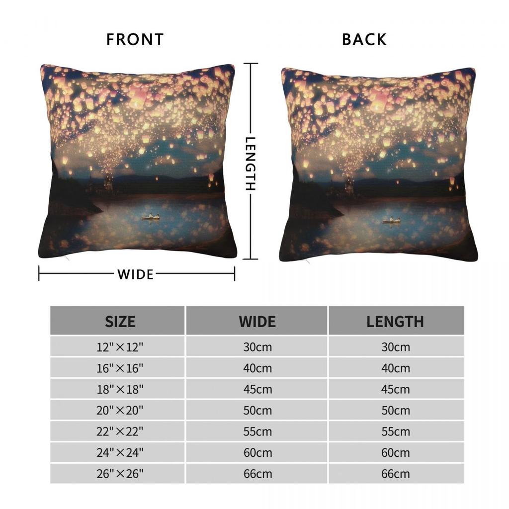Wish Lanterns For Love Pillowcase Polyester Linen Velvet Pattern Zip Decor Room Cushion Cover 18"