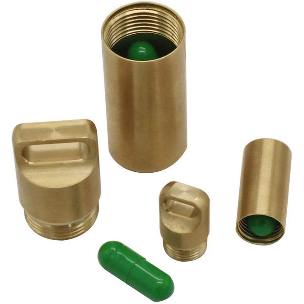 3er-Set Messing Pillendose Schlüsselanhänger Wasserdichte Pillendose Schlüsselanhänger für Outdoor-Reisen Überleben