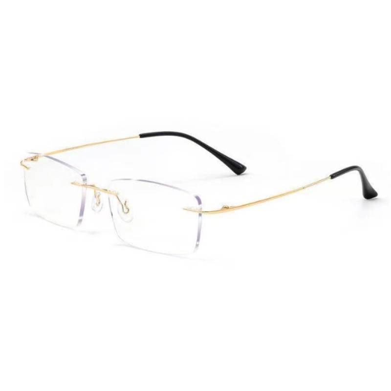 Unisex Frameless Elderly Antiblue Light Reading Glasses With Metal Frame For Daily Use