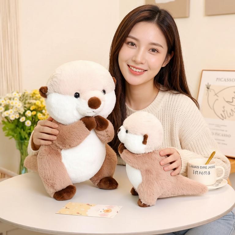 Household Items No.2 Unisex Brown 25Cm Standing Praying Sea Otter Plush Toy Stuffed Aquatic Animal Doll Adorable Companion Appeasing Gift
