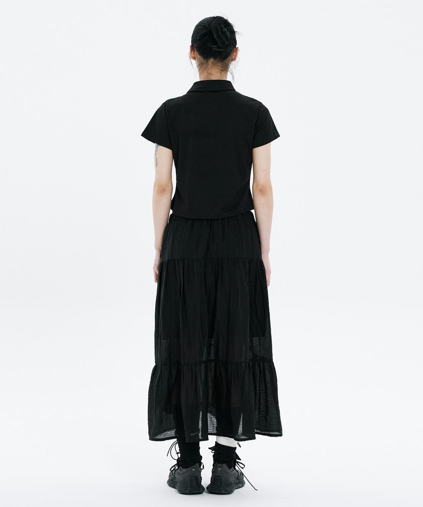 Hanahi Front Shirred Tiered Skirt Black