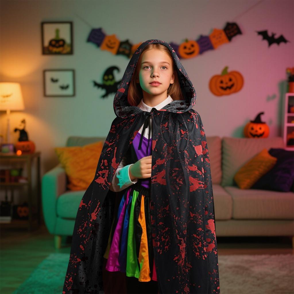 Dětský a dospělý halloweenský párty plášť, hororový čarodějnický kostým pro hraní rolí, plášť smrti, unisex.
