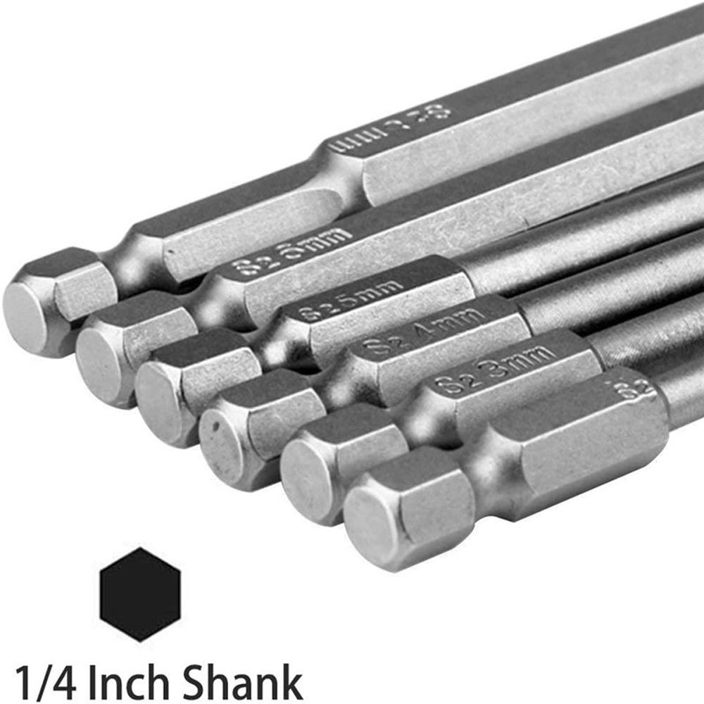 100mm 8pcs Hex Head Allen Wrench Drill Bits Set SAE Metric Allen Electric Hexagonal Bit Screwdriver Socket Bit Power Tool Parts
