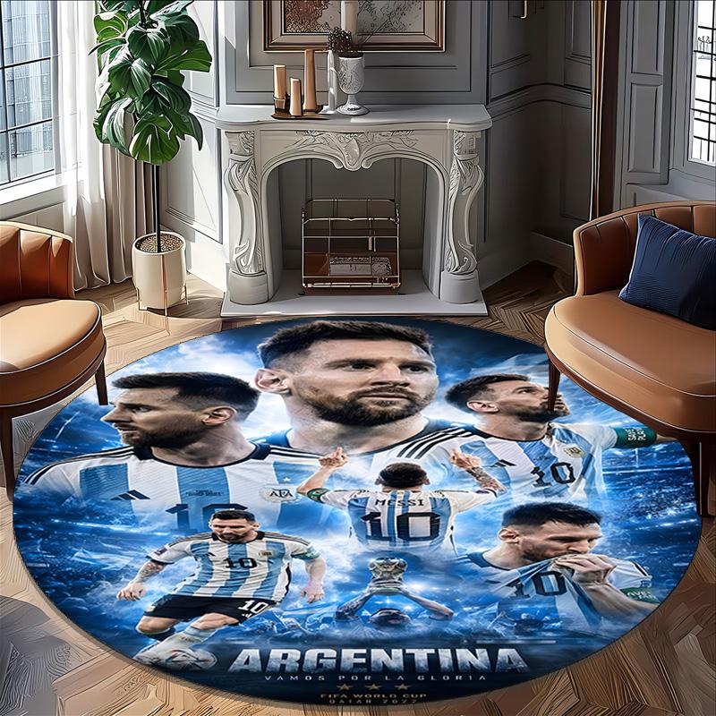 1pc M-Messi3 Carpet, Round Rug, Comfortable, Suitable for Entryways, Living Rooms, Office, And Bedrooms, Christmas Decoration
