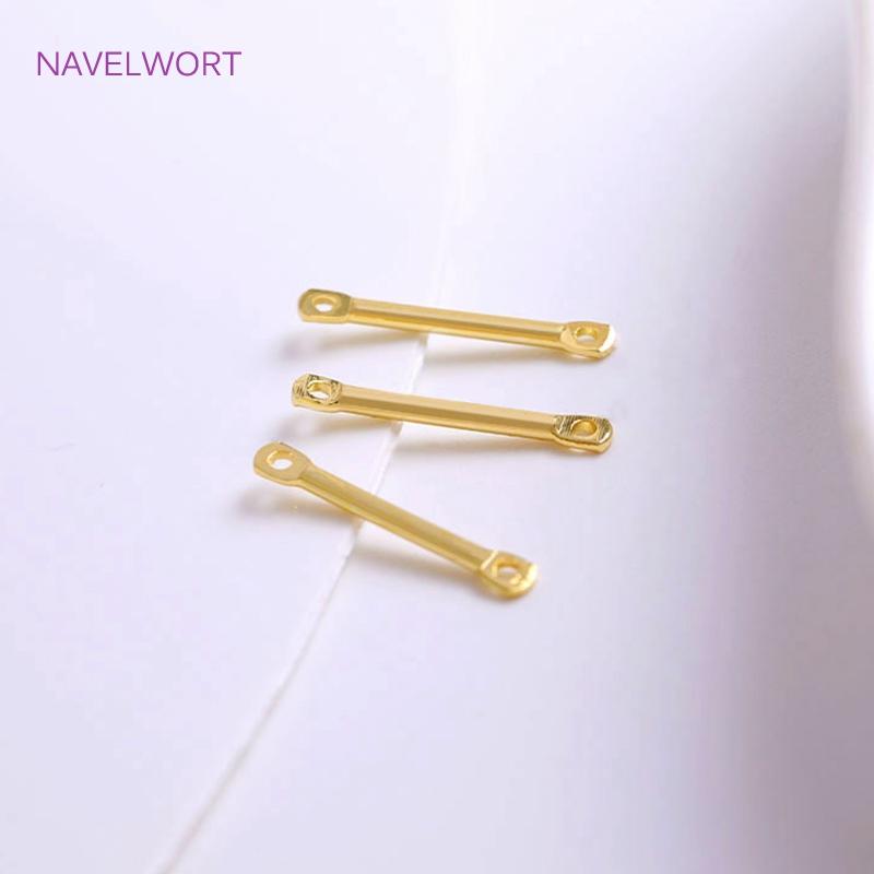 15mm 20mm 25mm 18K Gold Plated Bar Link Component Brass Two Holes Stick Strip Connector DIY Jewelry Making Accessories Wholesale