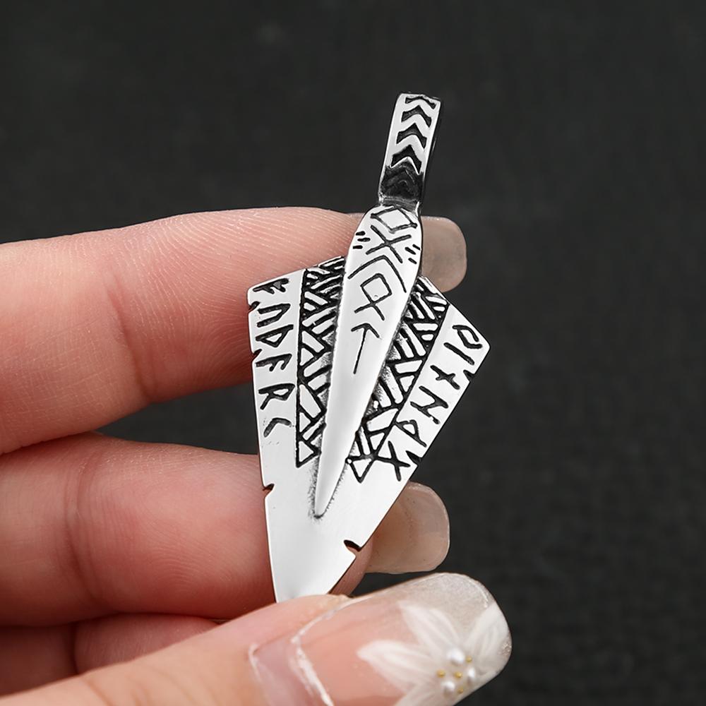 New Design Stainless Steel Vikings Arrowhead Pendant Necklaces For Men Nordic Odin Rune Necklace Pagan Jewelry Gift