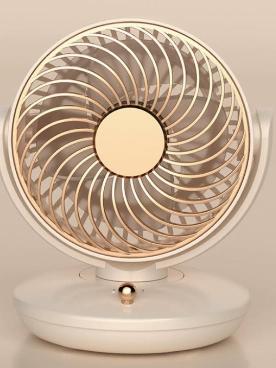 Studio Apartment Elegant Gold Rim Mini Table Fan Quiet Operation Adjustable Tilt Air Circulator Handheld Mini Fan