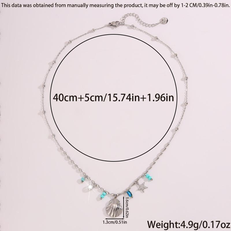 Ocean Series Diamond-encrusted Star Shell Beaded Necklace Female European and American Ins Style Fashion Niche Titanium Steel Necklace