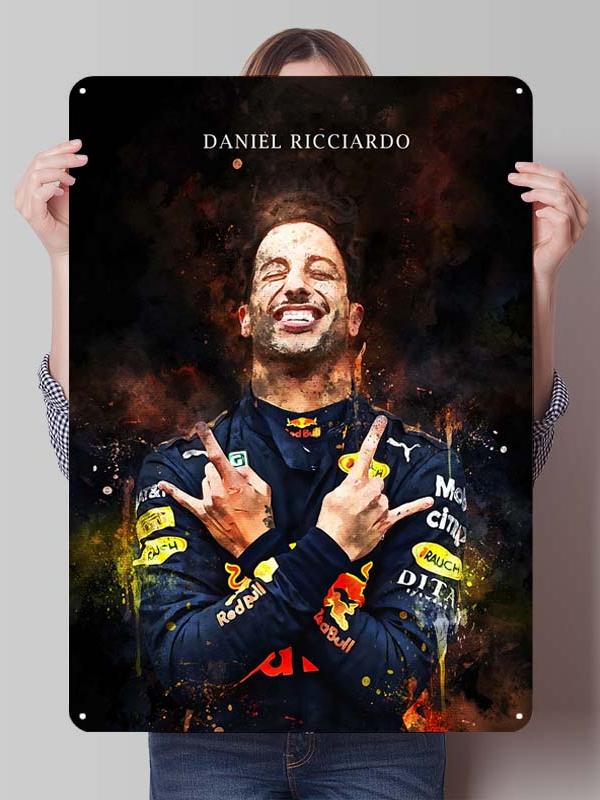 Daniel Ricciardo Plakaty Wyścigowe F1 Metalowe Znaki Dekoracja Wystrój Salonu Mężczyźni Niestandardowe Blaszane Tabliczki do Dekoracji Ścian
