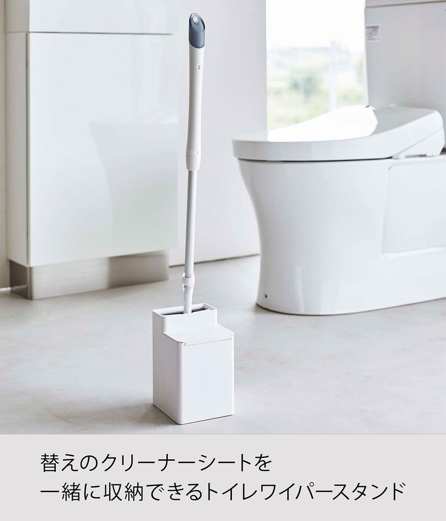Yamazaki Jitsugyo Toilet Wiper Stand with Cleaner Sheet W11 X D12 X H17cm Tower Toilet Flooring Wiper Storage 6060 Storage, White, Approx.