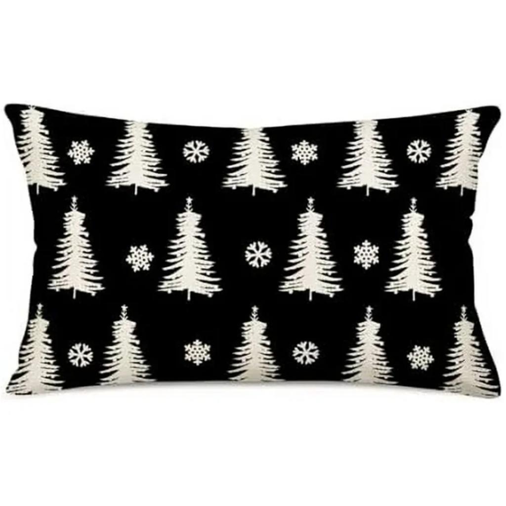 New Christmas Style Simple Letter Double-sided Printed Linen Pillow for Home Decoration, Sofa Waist Pillowcase