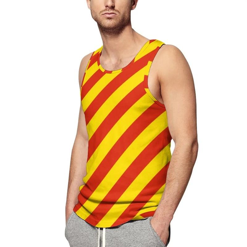 Colorful Stripe Geometry Tank Tops For Man Color Block Pattern Tees Summer Casual Vest Oversized Sports Street Tank Top