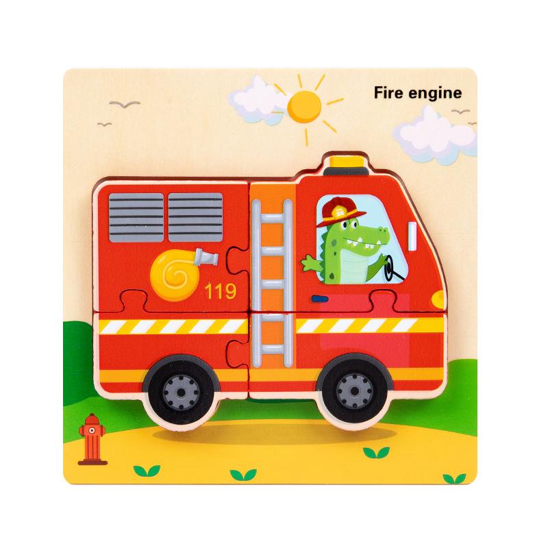 Wooden Children'S Early Education 3D Three-Dimensional Word Puzzle Animal Traffic Puzzle Enlightenment Parent-Child Interaction Educational Toy