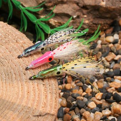 3PCS 4#Luminous Eyes Saltwater Squid Pattern Fly Bait Artificial Hard Lure Streamer Saltwater Big Game Flies For Inshore Offshore Saltwater Species